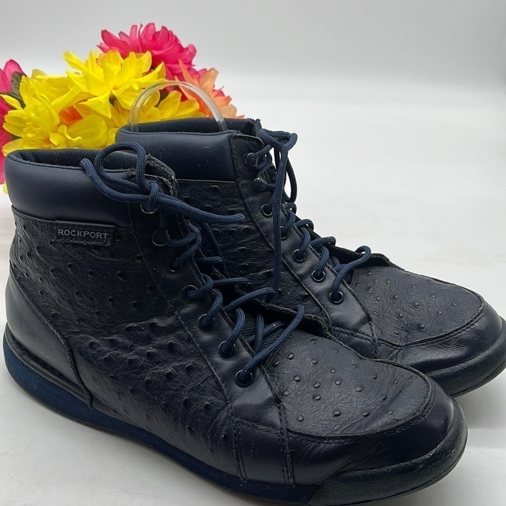 Rockport Blue Ostrich Look Leather High Tops Sz 10.5. MS1324